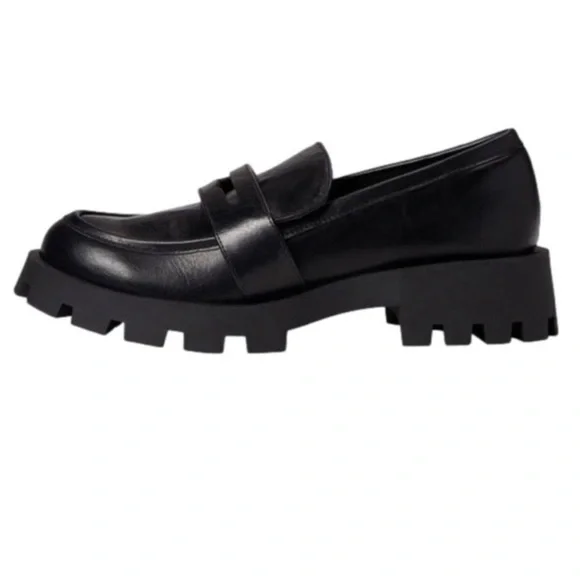 NWOT Abercrombie & Fitch Pamela chunky platform loafers in black Size 8.5 - Picture 6 of 13